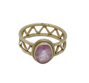 Sterling Silver Faceted Amethyst Zigzag Pattern Studio Ring Vintage c1970 Size P