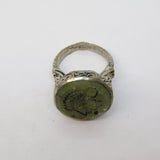 20th Century Ancient Style White Metal Centurion Agate Intaglion Signet Ring
