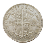 King George V .500 Silver Half Crown Coin Antique 1935 Fine Condition