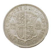 King George V .500 Silver Half Crown Coin Antique 1935 Fine Condition