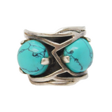 Taxco Sterling Silver & Howlite Set Statement Ring Vintage c1970s