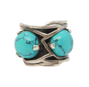Taxco Sterling Silver & Howlite Set Statement Ring Vintage c1970s