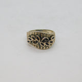 Sterling Silver Leaf Pattern Textured Wavy Band Studio Ring Vintage c1970 Size O