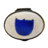 Georgian Blue-White Bilstone Enamel Patch Box 'Efteem the Giver' Antique AF