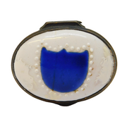 Georgian Blue-White Bilstone Enamel Patch Box 'Efteem the Giver' Antique AF