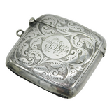 Art Deco Sterling Silver Floral Pattern Vesta Case Antique 1911 Birmingham
