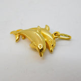 9ct Yellow Gold Pair of Dolphin Charm or Pendant Vintage c1970