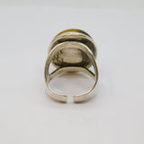 Sterling Silver Tiger's Eye Cabochon Statement Ring Vintage c1970 Size L