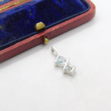 Sterling Silver Blue Topaz Swirl Charm Pendant Vintage c1970