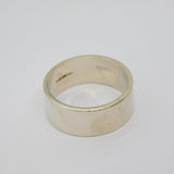 Sterling Silver Straight Edge Plain Wide Band Wedding Ring Modern c1990 Size V