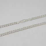 Italian Sterling Silver Diamond Cut Curb Chain Necklace Vintage c1980 20" Length