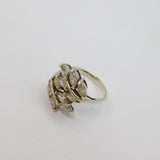 Sterling Silver 10 Stone Spinel Set Leaf Form Ring Modern c1990 Size M 1/2