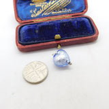 Sterling Silver and Iridescent Blue Heart Charm Pendant Vintage c1970