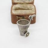Sterling Silver Carrier Basket Charm Pendant Vintage c1970