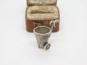 Sterling Silver Carrier Basket Charm Pendant Vintage c1970