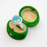 Sterling Silver Blue Topaz Heart Solitaire Dress Ring Modern c1990 Size O 1/2