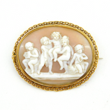19th Century 20ct Gold Mounted Carved Shell Cameo Brooch Antique c1860s