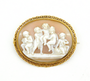 19th Century 20ct Gold Mounted Carved Shell Cameo Brooch Antique c1860s