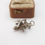 Sterling Silver Helicopter Charm Pendant Vintage c1970