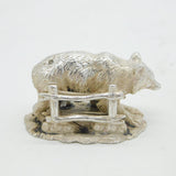 Edwardian Cast Sterling Silver Grizzly Bear Place Setting Antique 1909 London