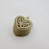 Sterling Silver Filigree Heart Jewellery Box With Ring  Charm Vintage c1970s