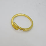 Gold On Sterling Silver CZ Open Crossover Band Ring Vintage c1990 Size O