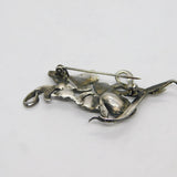 Sterling Silver Art Deco Marcasite Floral Spray Pin Brooch Antique c1930