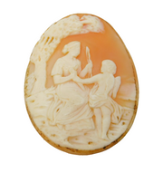Victorian Carved Classical Goddess with Cherub Shell Cameo Antique c1860