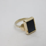 Sterling Silver Handmade Black Agate Studio Dress Ring Vintage c1970 Size L