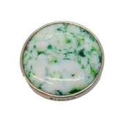 Sterling Silver Mounted White-Green Enamel Brooch Pin Antique c1920 Art Deco