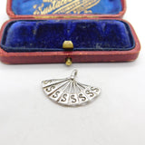 Sterling Silver S Pattern Fan Charm Pendant Vintage c1970