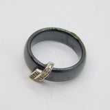 Sterling Silver & Tungsten Spinel Zigzag Front Dress Ring Modern c2000 Size H