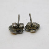 Sterling Silver & Yellow Enamel Floral Stud Earrings Vintage c1970s