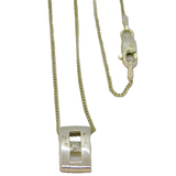 Sterling Silver CZ Minimalist Rectangle Pendant Necklace Modern c2000