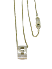 Sterling Silver CZ Minimalist Rectangle Pendant Necklace Modern c2000