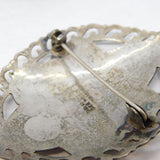 Siam Sterling Silver & Red Niello Enamel Dancing Goddess Brooch Antique c1940