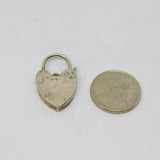 Sterling Silver Heart Lock Clasp Charm Pendant Vintage c1970