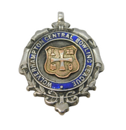 Sterling Silver, Gold & Enamel Wolverhampton Bowling Fob Medal Antique 1925