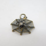 Sterling Silver Spider in the Web Charm Pendant Vintage c1970s