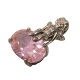 Sterling Silver Pink Topaz Fairy Drop Charm Pendant Vintage c1970s