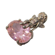 Sterling Silver Pink Topaz Fairy Drop Charm Pendant Vintage c1970s