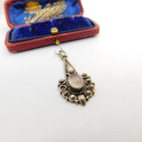 Sterling Silver Hazy Moonstone Drop Charm Pendant Vintage c1970