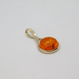 Sterling Silver Baltic Amber Peardrop Charm Pendant Contemporary c1990s