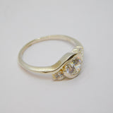 Sterling Silver Paste Set Curve Pattern Dress Ring Vintage c1970 Size M 1/2