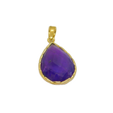 Gold On Sterling Silver Faceted Amethyst Peardrop Pendant Modern c1990s