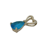 Sterling Silver Blue Topaz Drop Charm Pendant Vintage c1970s