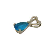 Sterling Silver Blue Topaz Drop Charm Pendant Vintage c1970s
