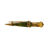 Victorian Scottish 9ct Gold, Citrine & Green Agate Dirk Brooch Antique c1890s