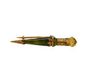 Victorian Scottish 9ct Gold, Citrine & Green Agate Dirk Brooch Antique c1890s