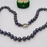 Sterling Silver Clasp & Simulated Tahitian Pearl Necklace Vintage c1990